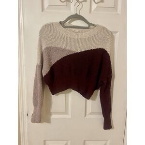 Debut Women's Colorblock Cropped Sweater Size SM  Textured